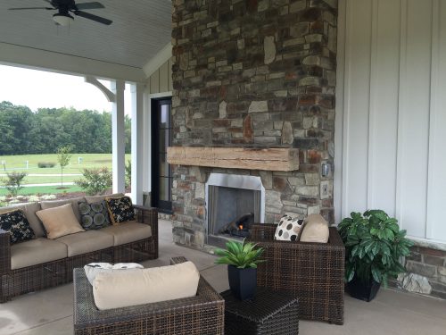 furnished patio with fireplace
